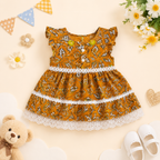 Orange Frock for Baby Girl with Hat & Bottom