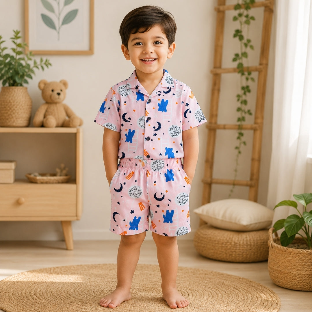 Printed Linen Co-Ord Set for Baba Boys