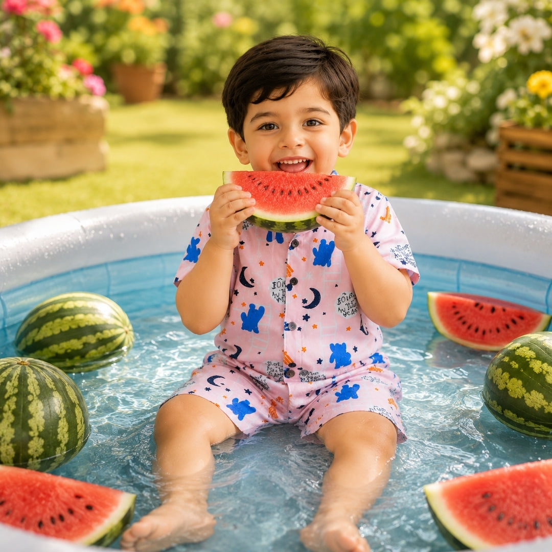 Printed Linen Co-Ord Set for Baba Boys