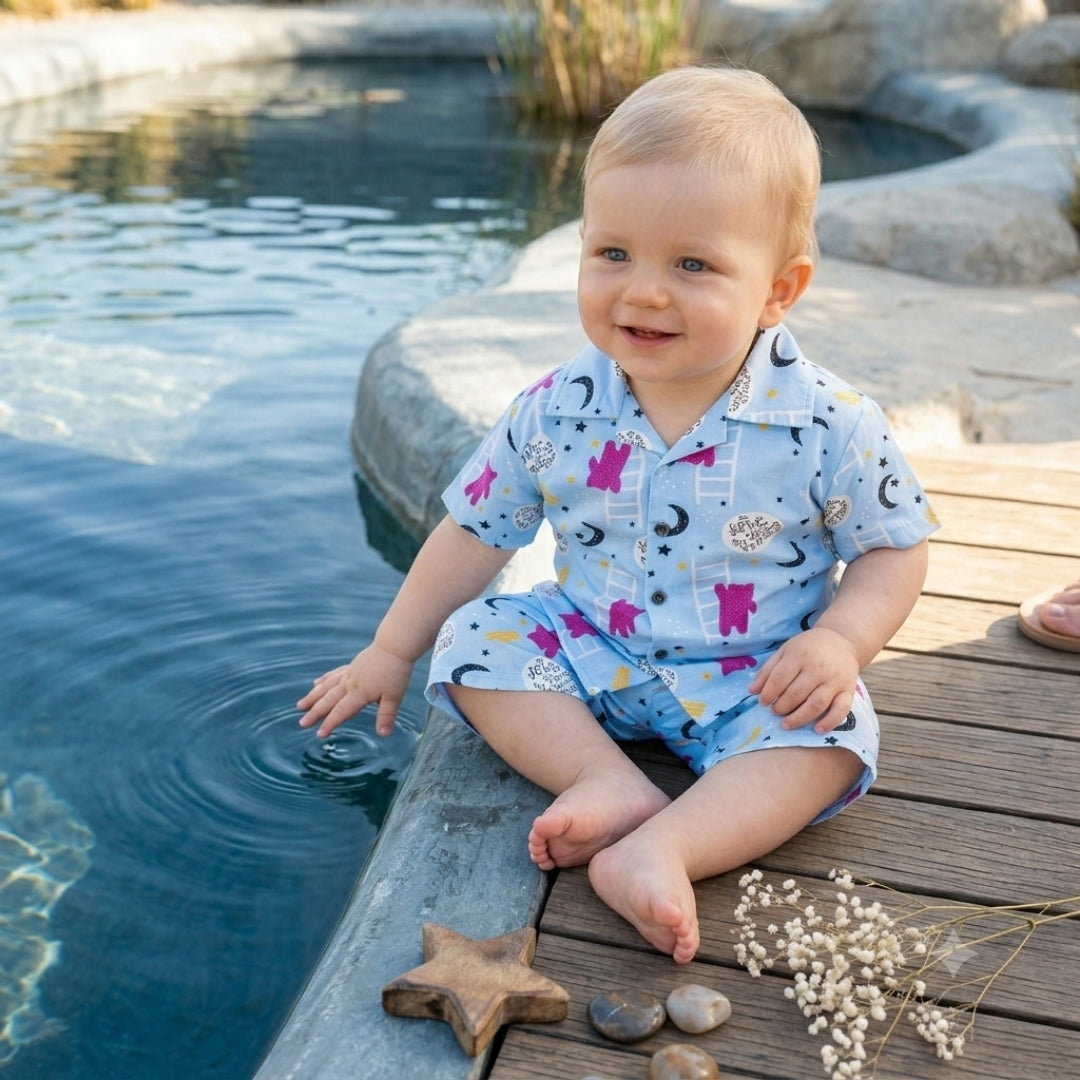 Printed Linen Co-Ord Set for Baba Boys