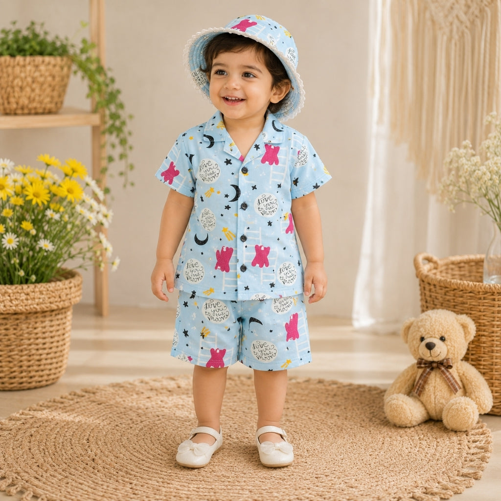Printed Linen Co-Ord Set for Baba Boys