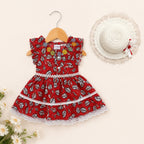 Red Frock for Baby Girl with Hat & Bottom