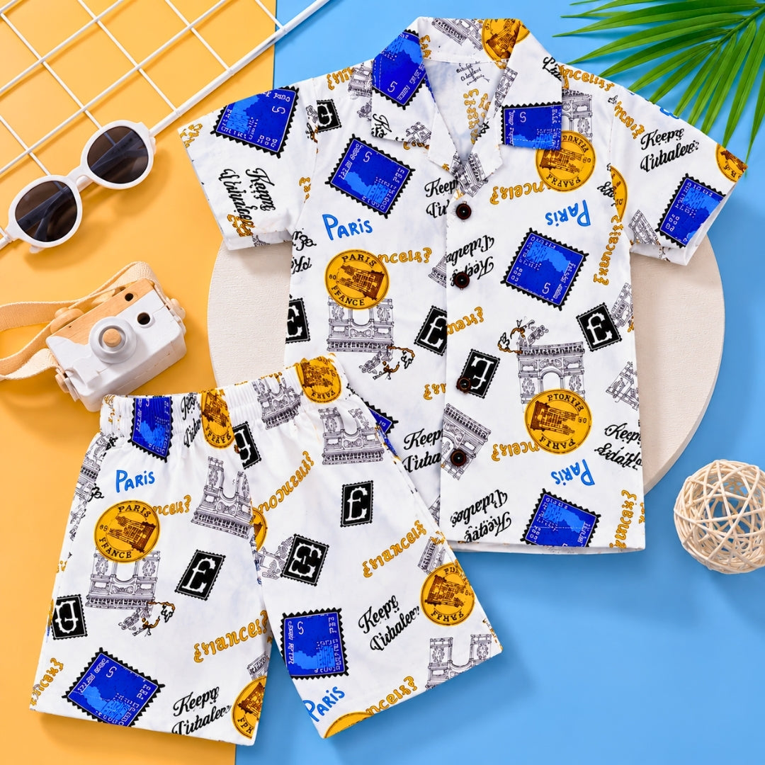 Printed Linen Co-Ord Set for Baba Boys