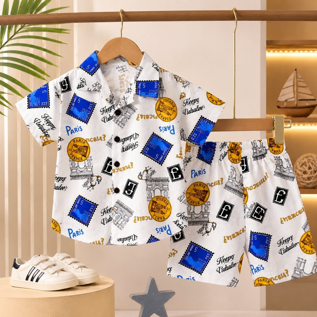 Printed Linen Co-Ord Set for Baba Boys