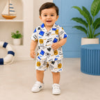 Printed Linen Co-Ord Set for Baba Boys