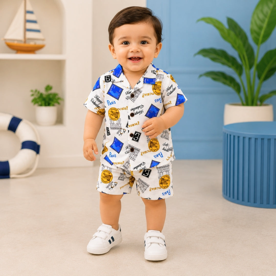 Printed Linen Co-Ord Set for Baba Boys