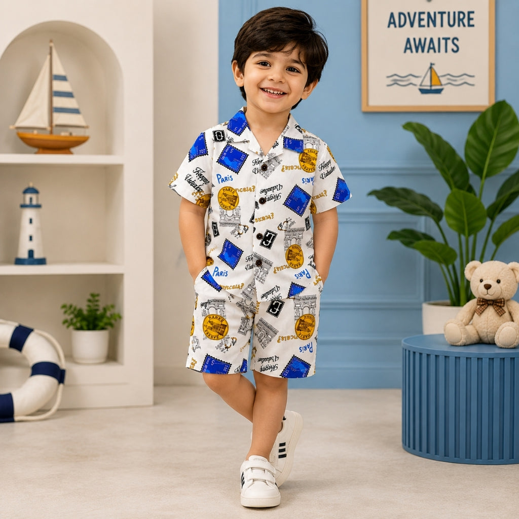 Printed Linen Co-Ord Set for Baba Boys
