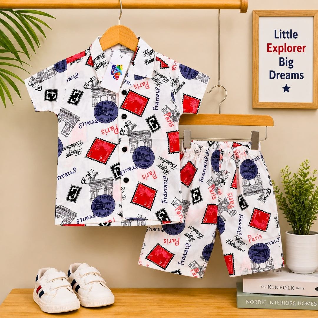 Printed Linen Co-Ord Set for Baba Boys