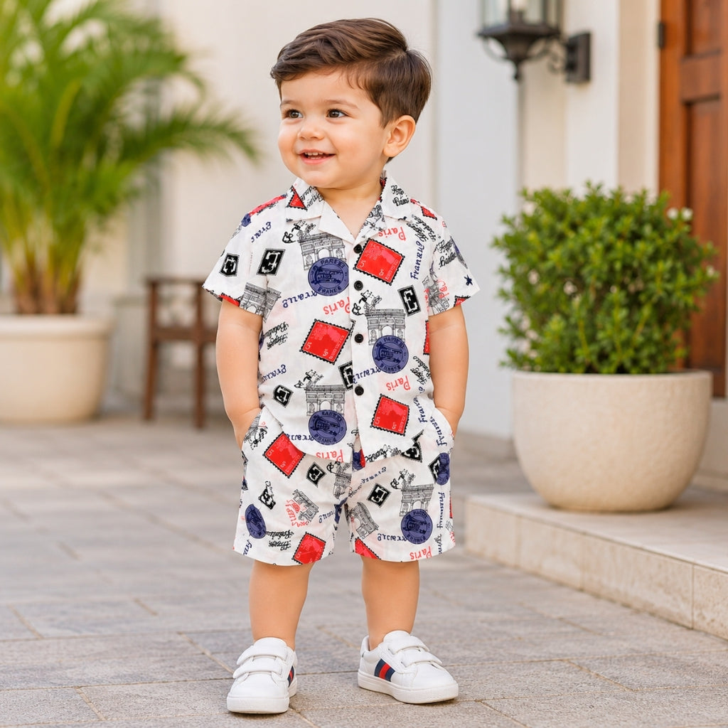 Printed Linen Co-Ord Set for Baba Boys