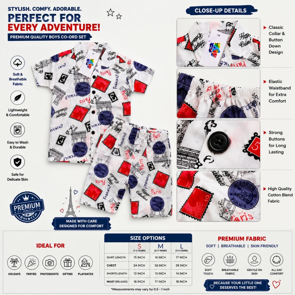 Printed Linen Co-Ord Set for Baba Boys