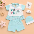 Lovely Shirt & Short with Hat for Newborn Girls
