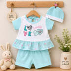 Lovely Shirt & Short with Hat for Newborn Girls