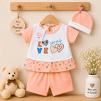 Lovely Shirt & Short with Hat for Newborn Girls