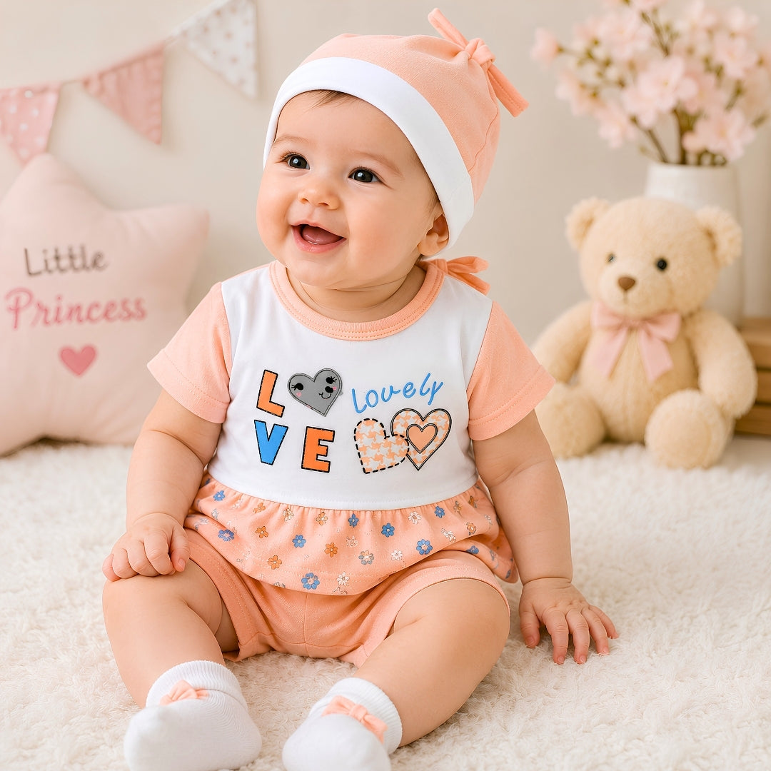 Lovely Shirt & Short with Hat for Newborn Girls