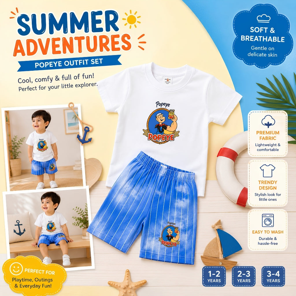 Popeye Summer Shirt & Short for Baba Boys