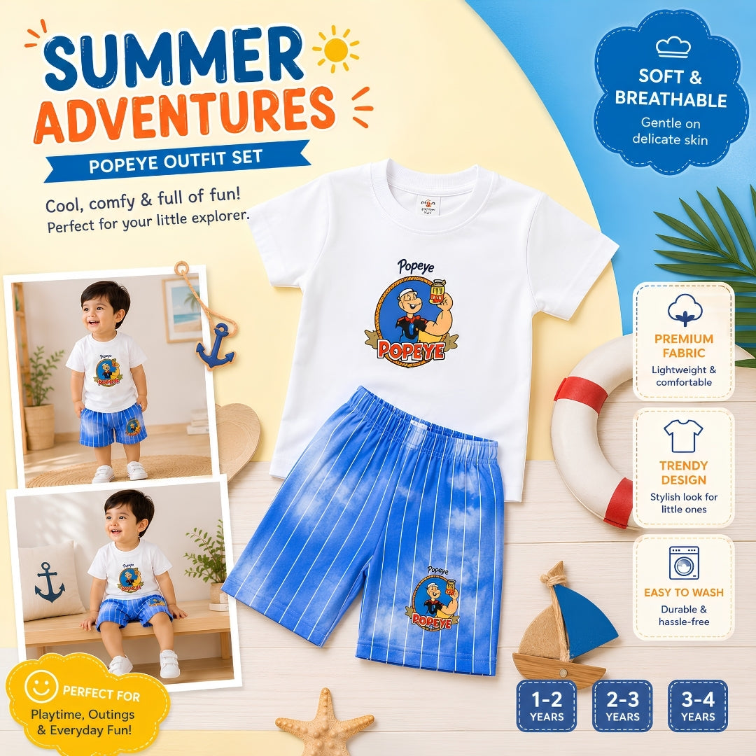 Popeye Summer Shirt & Short for Baba Boys