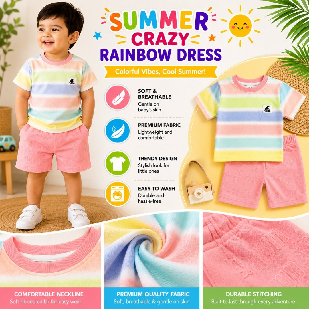 Rainbow Style Summer Shirt & Short for Baba Boys