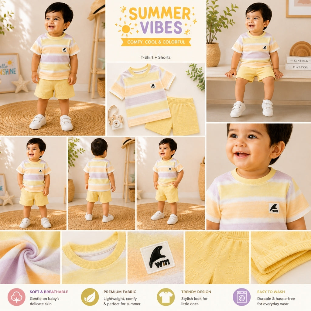 Rainbow Style Summer Shirt & Short for Baba Boys
