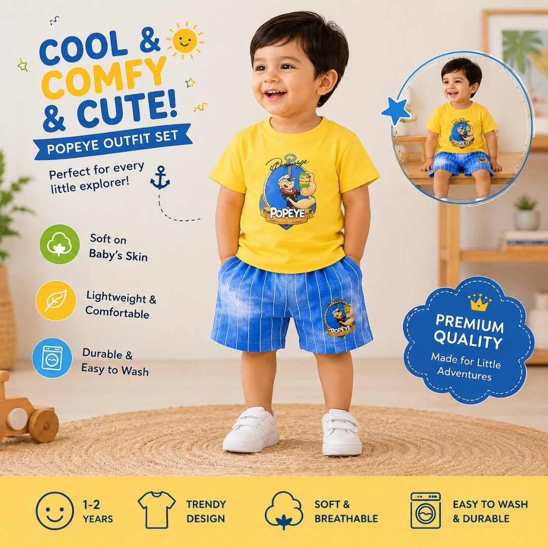 Popeye Summer Shirt & Short for Baba Boys