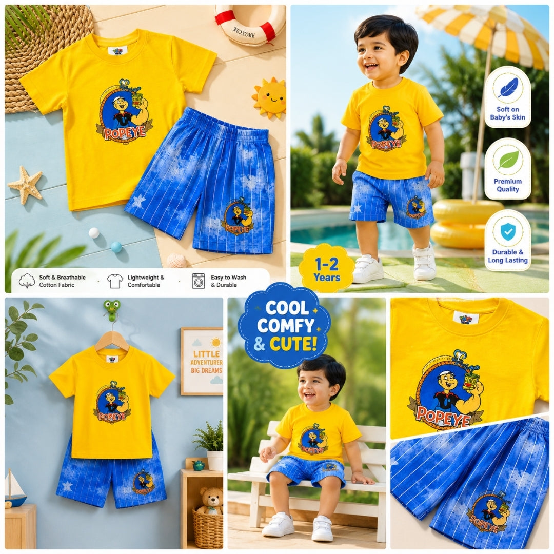 Popeye Summer Shirt & Short for Baba Boys