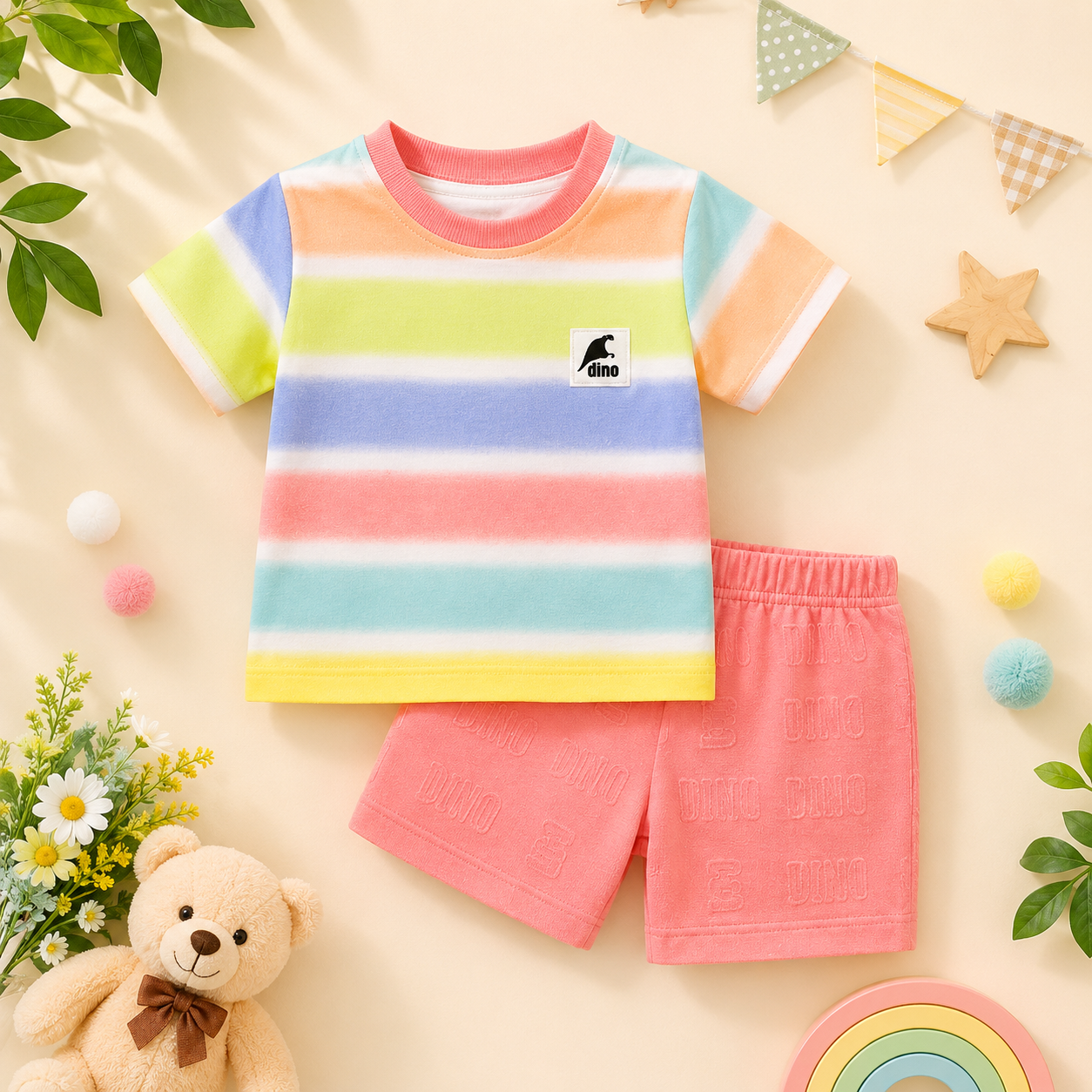 Rainbow Style Summer Shirt & Short for Baba Boys