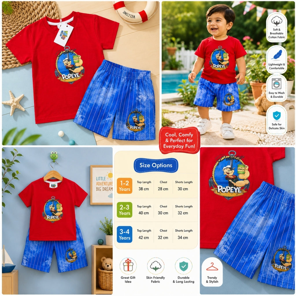 Popeye Summer Shirt & Short for Baba Boys