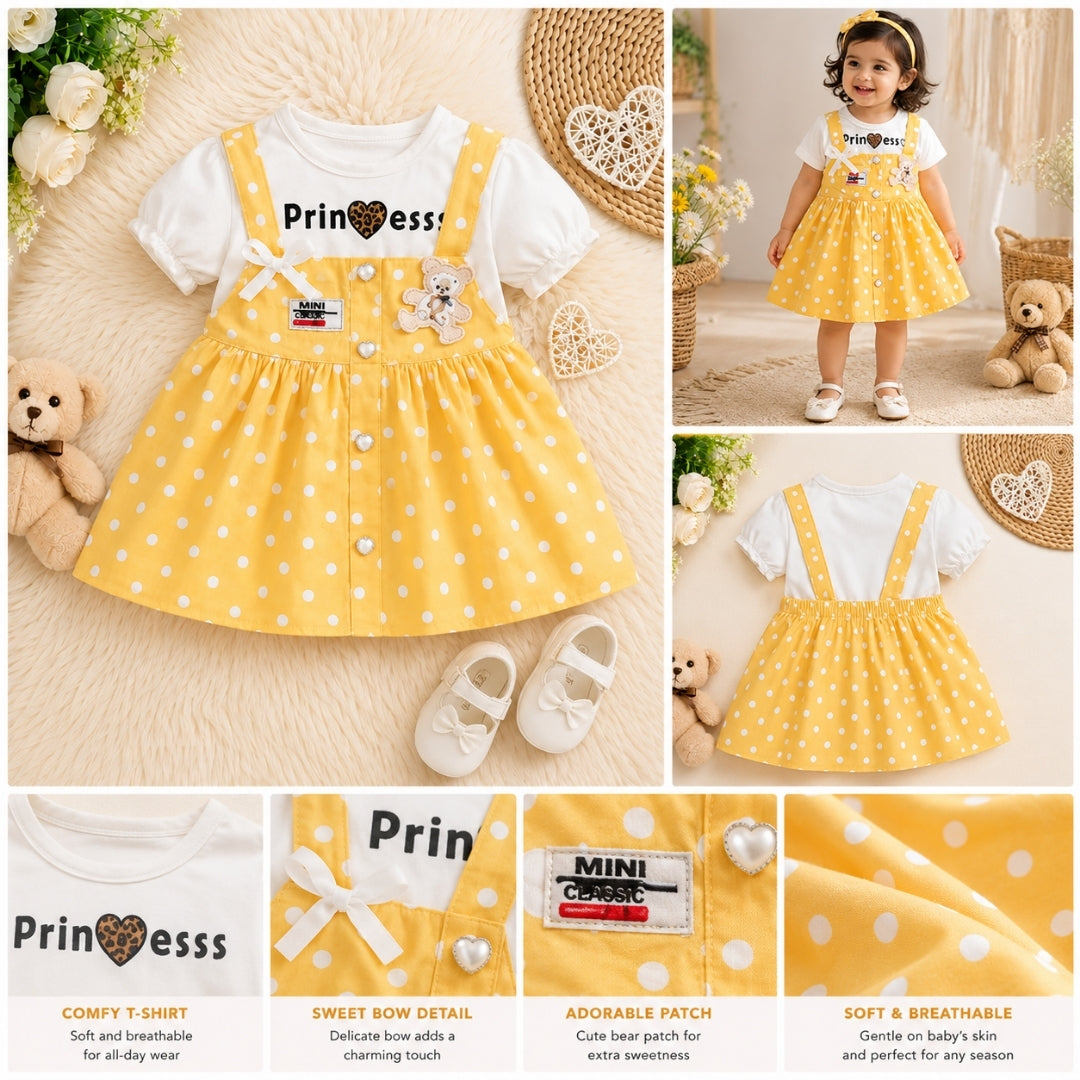 Beautiful Yellow Princess Frock for Baby Girls