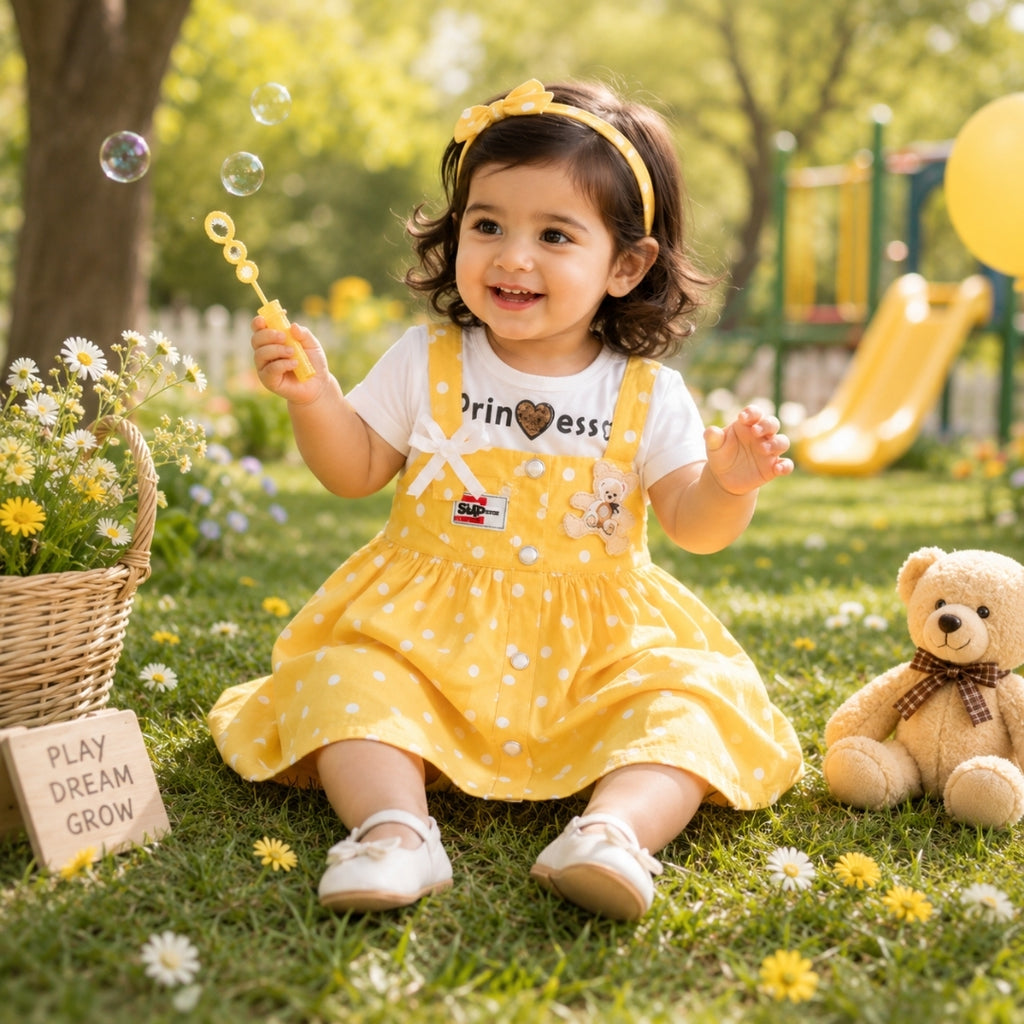 Beautiful Yellow Princess Frock for Baby Girls