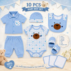 10 Piece of Gift Set with Romper for Newborn Boys